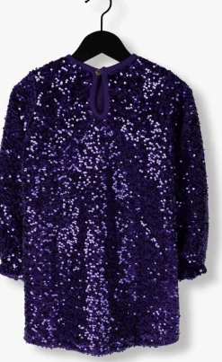 paarse your wishes mini jurk sequin mesh dress