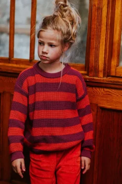 paarse yuki kidswear trui stripes knitted sweater