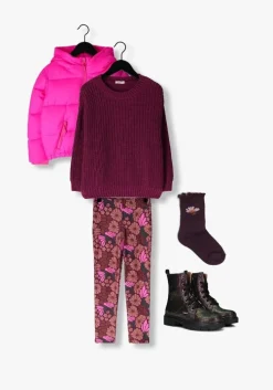 paarse yuki kidswear trui chunky knitted sweater