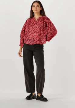 rode by-bar blouses becky red cheetah blouse