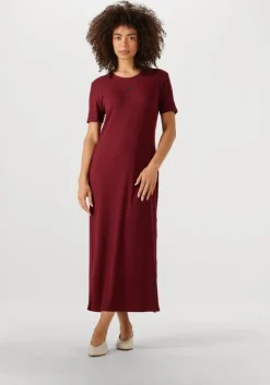 rode calvin klein maxi jurk a- modal rib ss dress
