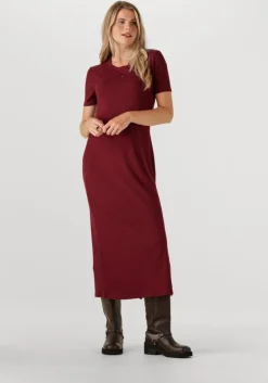rode calvin klein maxi jurk a- modal rib ss dress