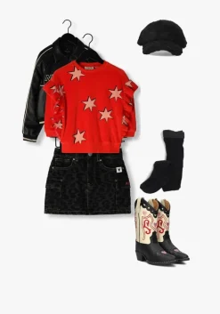 rode carlijnq sweater stars- girls sweater ruffled