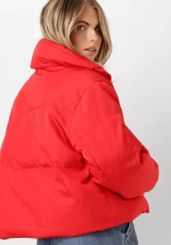 rode co'couture gewatteerde jas frosty crop purr jacket