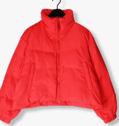 rode co'couture gewatteerde jas frosty crop purr jacket