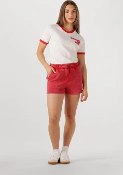 rode colourful rebel korte broek uni logo acid wash sweat short