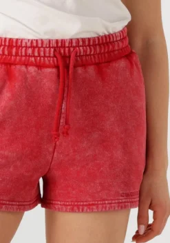 rode colourful rebel korte broek uni logo acid wash sweat short