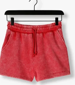 rode colourful rebel korte broek uni logo acid wash sweat short