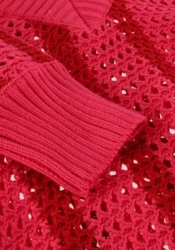 rode colourful rebel trui lizza crochet stripe v-neck sweater