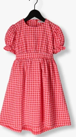 rode daily brat midi jurk silly checked dress