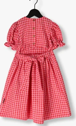 rode daily brat midi jurk silly checked dress