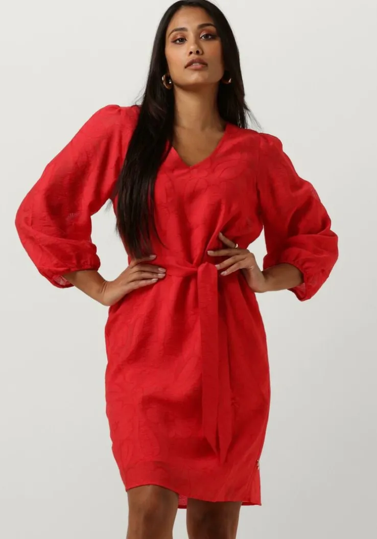 rode jansen amsterdam mini jurk ff517 dress 3/4 puffed sleeve v-neck