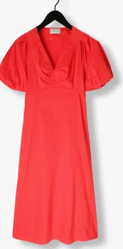 rode neo noir maxi jurk illana poplin dress