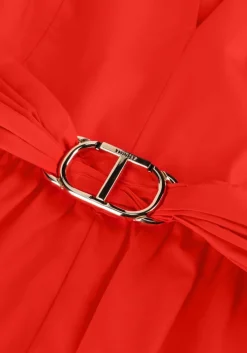 rode twinset milano midi jurk woven dress