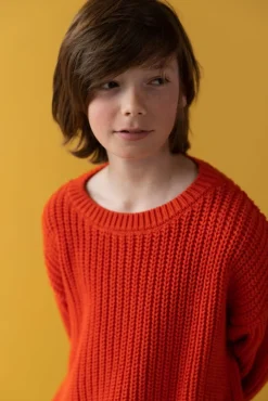 rode yuki kidswear trui chunky knitted sweater