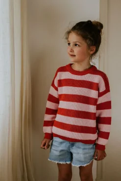 rode yuki kidswear trui stripes sweater