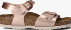 roségouden birkenstock platte sandalen rio kids