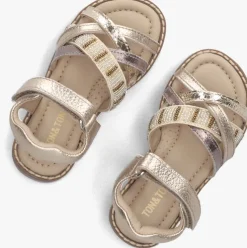 roségouden ton & ton platte sandalen ingrid