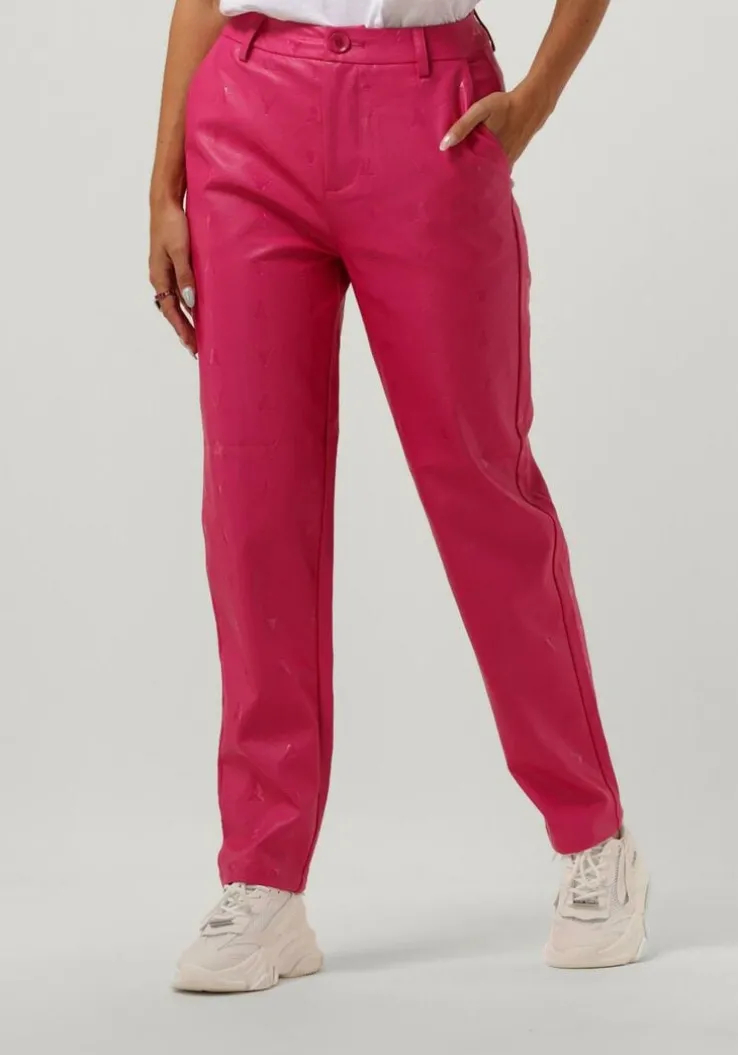 roze alix the label pantalon logo fo leather pants
