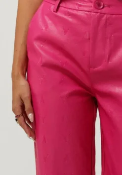 roze alix the label pantalon logo fo leather pants