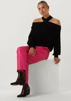 roze alix the label pantalon logo fo leather pants