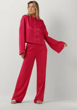roze alix the label wijde broek ladies woven satin pants