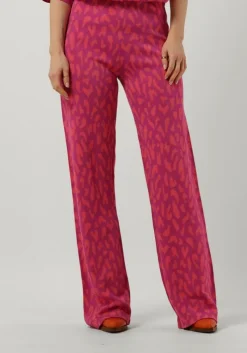 roze alix the label wijde broek ladies knitted wide leg jacquard pants