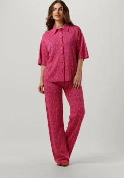 roze alix the label wijde broek ladies knitted wide leg jacquard pants