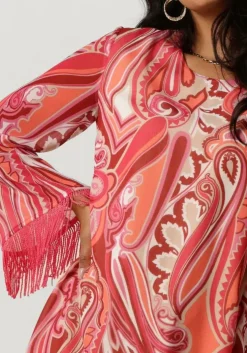 roze ana alcazar mini jurk tunic fringes