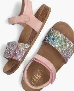 roze clic! platte sandalen cl-grass