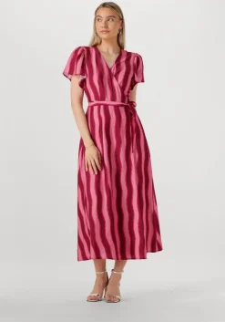 roze colourful rebel maxi jurk ava striped real wrap maxi dress ss
