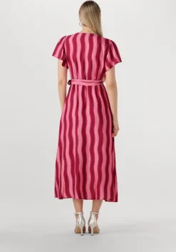 roze colourful rebel maxi jurk ava striped real wrap maxi dress ss