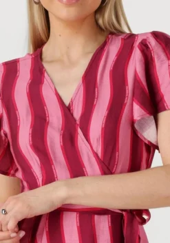 roze colourful rebel maxi jurk ava striped real wrap maxi dress ss