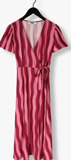 roze colourful rebel maxi jurk ava striped real wrap maxi dress ss