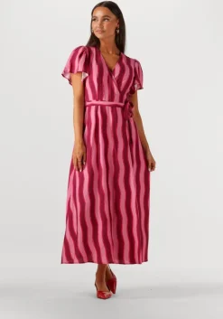 roze colourful rebel maxi jurk ava striped real wrap maxi dress ss