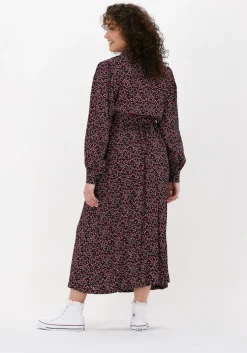 roze colourful rebel midi jurk kera small flower maxi shirt dress
