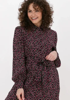 roze colourful rebel midi jurk kera small flower maxi shirt dress