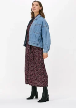 roze colourful rebel midi jurk kera small flower maxi shirt dress