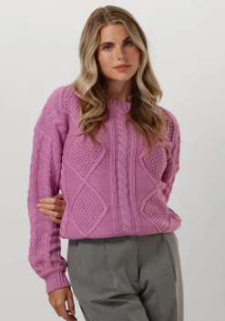 roze colourful rebel trui olivia cable knitweat sweater