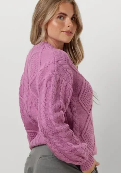 roze colourful rebel trui olivia cable knitweat sweater
