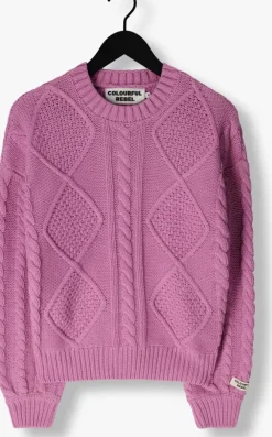 roze colourful rebel trui olivia cable knitweat sweater