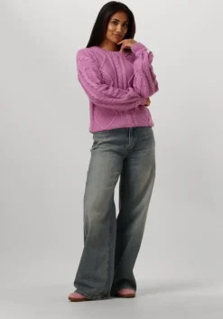 roze colourful rebel trui olivia cable knitweat sweater