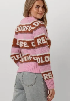 roze colourful rebel trui ximenia cr intarsia knitted sweater