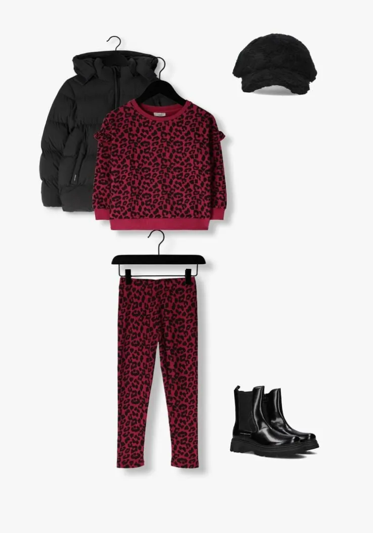 roze daily brat legging leopard tights dark pink