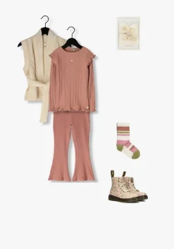 roze daily7 flared broek flared structure pants