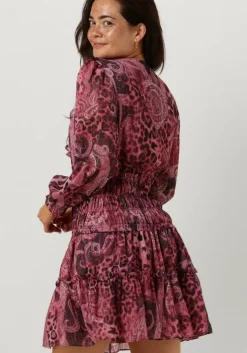 roze guess mini jurk ls lace up flared lucy dress