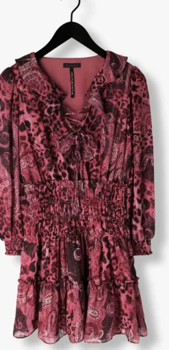 roze guess mini jurk ls lace up flared lucy dress