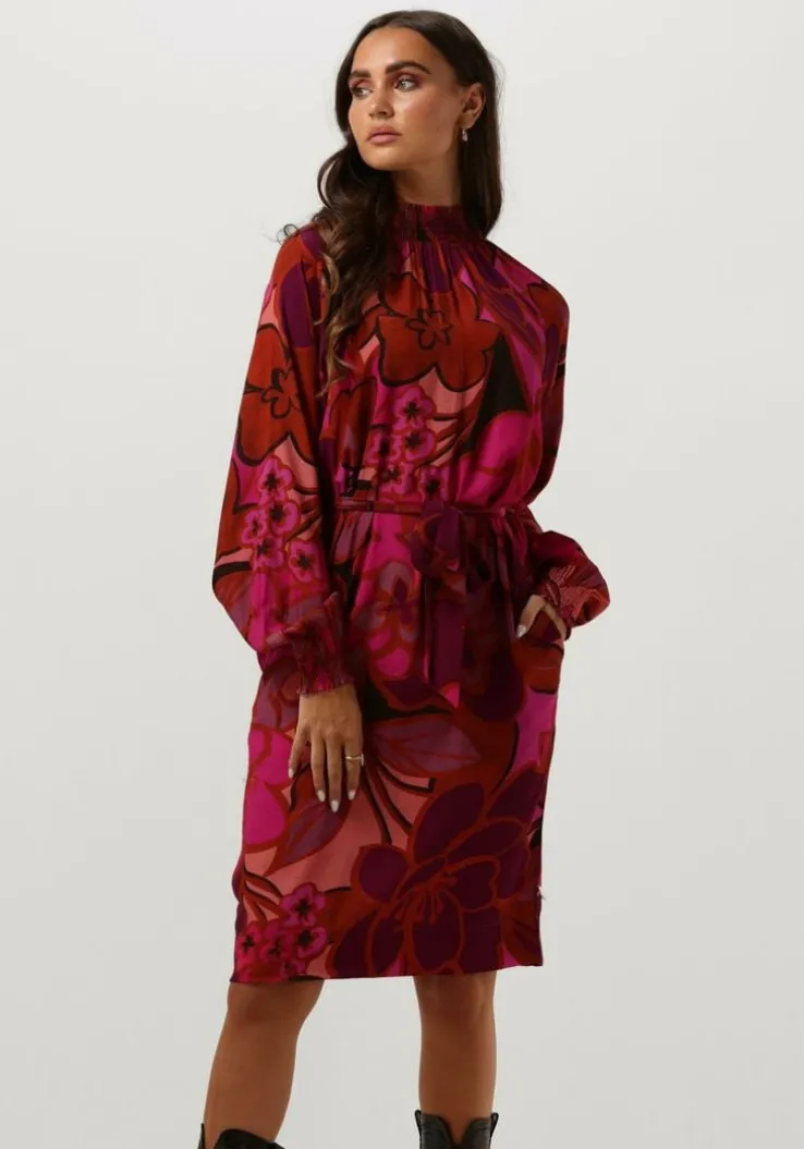 roze jansen amsterdam mini jurk wfp598 dress print with smocked turtle neck