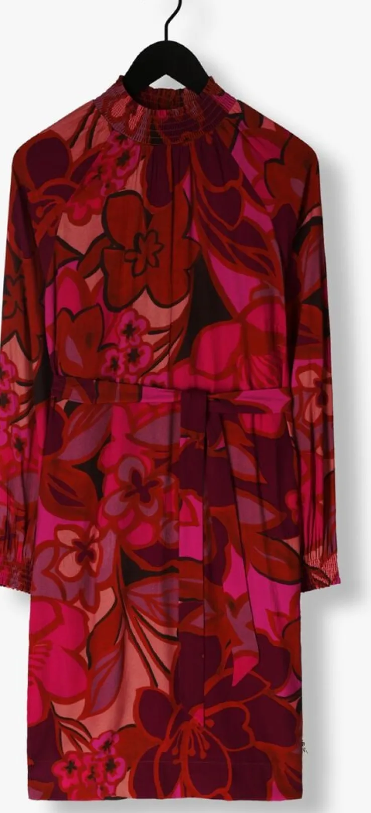 roze jansen amsterdam mini jurk wfp598 dress print with smocked turtle neck