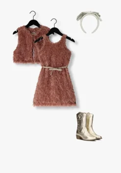 roze like flo mini jurk flo feather dress